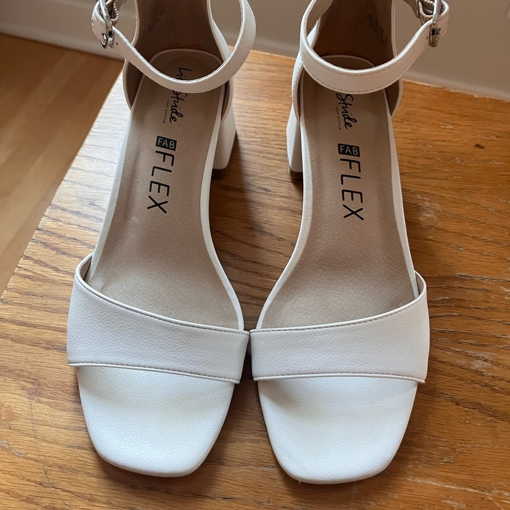 White Block Heels